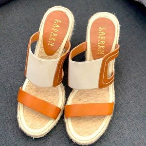 Ralph Lauren elastic leather wedges